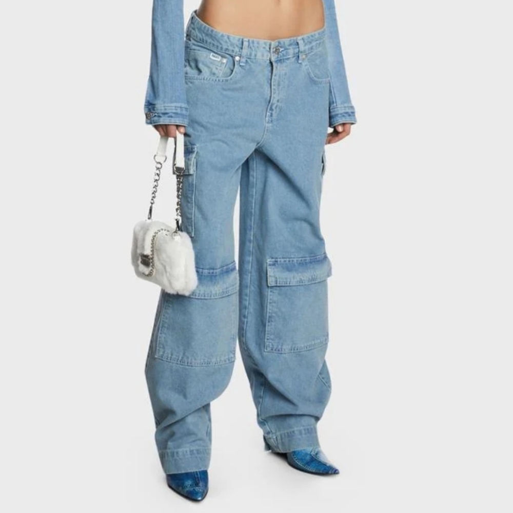 The Ragged Priest Light Blue Wide Leg Flare Jeans